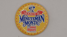 Vintage March Is Minuteman Month Pinback Button National Guard Advertising Pin picture