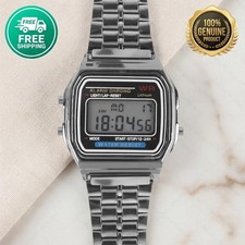 F91W Steel Band Watch Men Women LED Digital Silver Same Day 🚛✅ picture