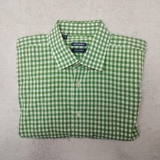 Suitsupply Shirt Mens 16 Green Gingham Point Collar Slim Dress Pure Cotton picture