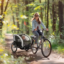 2-Seat Kid Bicycle Trailer with Windows and Canopy Coupler Attachment, Black picture