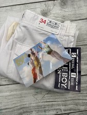 Deadstock Vintage 80s 90s Bugle Boy Mens 34x28 White Cotton Pants Loose Baggy picture