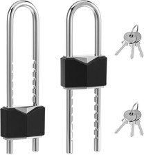2 Pcs Long Shackle Padlock with Key Solid Brass Removable Adjustable Length Shac picture