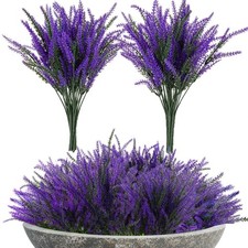 RAINFLOW 8 PCS Artificial Lavender Flowers Faux Lavender Plants Outdoor picture