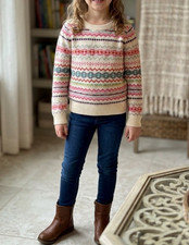 NWT Gap Kids Girls Fair Isle Sweater Pink Multi Knit Size Medium (8-9)  Coquette picture