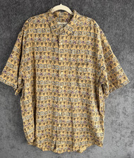 Vintage Eddie Bauer Linen Cotton Geometric Tribal Print Shirt Mens XL Tall picture
