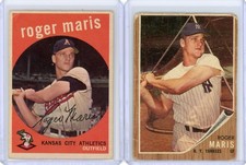 1959-62 Topps ROGER MARIS (2) Card Lot - (READ) picture