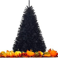 VILOBOS 8ft Black Christmas Tree Artificial PVC Xmas Holiday 1500 Tip Decoration picture