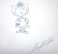 1980s SIGNED SALLY PEANUTS Charles SCHULZ ORIGINAL PRODUCTION cel DRAWING snoopy picture