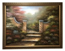 Late 20th Century Gates Opening Into Garden Large Painting picture