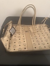 MCM Visetos Monogram Tote Bag Large Beige Gold Hardware  picture
