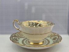 Vintage Paragon Double Warrant Pink Rose Pale Green Gold Teacup Saucer England picture