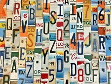 Worn & Faded Flat and Embossed License Plate Letters and Numbers to Build Signs picture