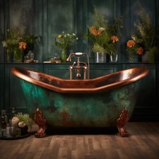 Heavy Solid Copper Hammered Bathtub Clawfoot Design58