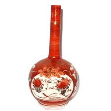 Antique Japanese, Kutani Tsukuru, Meiji Period Hand Painted Bottle Vase, 7