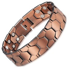 Men's Copper Bracelet,3X Strength 99.99% Copper Magnetic Adjustable Length picture
