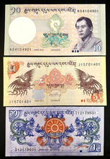 Bhutan 1,5,10 Ngultrum 2015-2019 Banknote Set World Paper Money UNC Currency picture