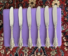 6 Wallace Grande Baroque Sterling Handle Butter Knives 6.25