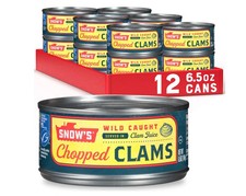 Snow's Wild Caught Chopped Clams Canned 6.5 oz Can Pack of 12 - 5g Protein picture