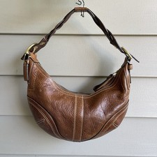 COACH Y2K SOHO TOBACCO WHISKEY PEBBLED LEATHER BRAIDED HOBO BAG 10042 picture
