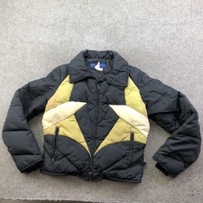 Vintage Obermeyer Jacket Womens Medium Gray Quilted Down Puffer Full Zip Ski 80s picture