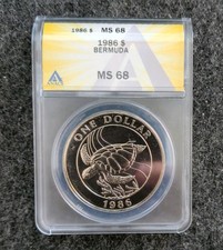 Bermuda 1 Dollar Sea Turtle Commemorative Graded by ANACS Low Mintage picture
