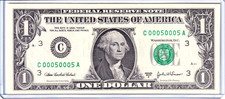 2003-A $1 FRN Uncirculated Fancy 0/5 BINARY Near Solid Serial #C00050005A picture