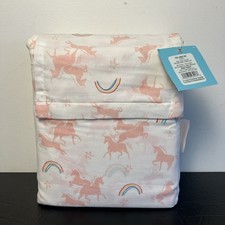 Pillowfort Fairytale Full Sheet Set Multicolor Unicorn Rainbows 100% Cotton NWT picture