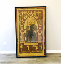 Rare Huge 5-Foot Vintage Framed Bayeux Tapestry Screen king Harold (59