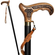 New Elegant Cane Walking Stick Wooden carved Light Celtic Style  for men women picture