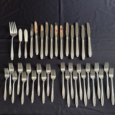 1953 WM Rogers Reinforced Silver Plate Starlight Rose Flatware Set of 38 pcs  picture