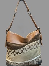 Rare Vintage Y2K Coach Signature Wave Patchwork Duffle Hobo Bag - #F10653 picture