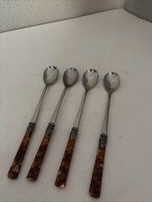 Vtg Eme Italy 18/10 Flatware Napoleon Tortoise Amber Gold Accents 4 Piece picture