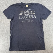 Hollister T-Shirt Mens M Laguna Beach Graphic Navy Blue Distressed EUC picture