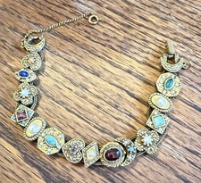 Vintage Signed Goldette Slider Bracelet Gold Tone 7 Inches picture