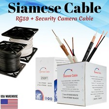 RG59 Siamese Cable 250ft 500ft 1000ft Coaxial 20AWG + 18/2 Security Camera Wire picture
