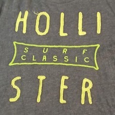 Hollister Co Mens T Shirt Large Gray Vintage Y2K Surf Classic Embroidered Logo L picture