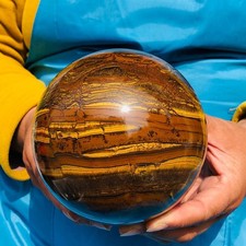 4.79LB Natural Tiger's Eye Ball Quartz Crystal Sphere Gem Healing Décor picture