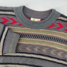Coogi Sweater Mens Medium Grey Multicolor 3D Knit Mercerized Cotton Australia picture