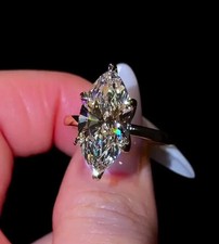 IGI 4.10Ct Marquise Cut EF-VS Lab Grown Diamond Hidden Halo Ring 14K Yellow Gold picture
