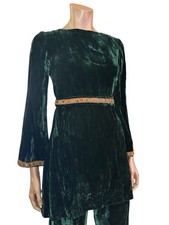 Vintage 1960s Dark Green Crushed Velvet Pant Set For The Holidays picture