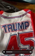 Headgear Classics Trump 45 Merica Baseball Jersey White picture