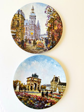 Limoges Set of 2 Limoges France Porcelain Paris Cityscape Plates 1981 8.5” Sign picture