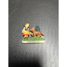 Vintage Rothenburg o. Tbr. German Celluloid Brooch Girl Dog Souvenir Pin picture