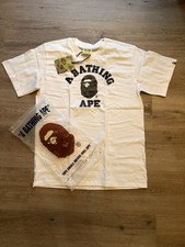 A Bathing Ape BAPE Men's M White Ape Head Logo Graphic Crew Neck Tee picture