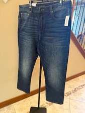 Aeropostale Men’s Blue Denim Straight Jeans Solid 5-Pocket Logo Zip/Button picture