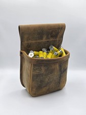 Handmade Distressed Leather Shotgun Shell Bag for Trap, Skeet & Sporting Clays picture