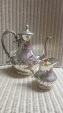 Sheffield Vintage Silver-Plated Teapot & Creamer Made In England  picture