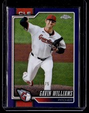 2026 Purple Logo Refractor Gavin Williams 53/75 Cleveland Guardians #37 picture