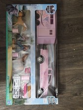 New-Ray Pink Pick Up Truck & Trailer Star Horse Set  Complete ) Rodeo Farm  picture
