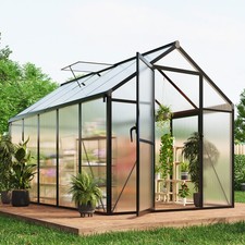 Garvee 6x10 FT Walk-in Greenhouse Polycarbonate Panels Aluminum Frame Roof Vent picture
